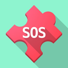 Long shadow puzzle piece with    the text SOS