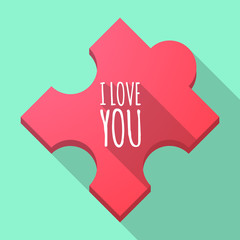 Long shadow puzzle piece with    the text I LOVE YOU