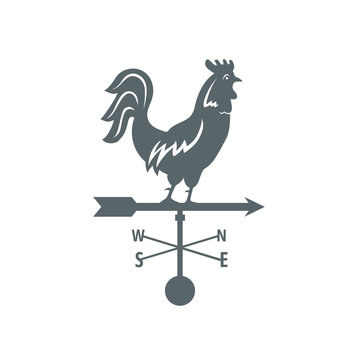 Vector silhouette. Weather vane, rooster.