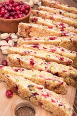 Biscotti with pistachios and cranberries.
