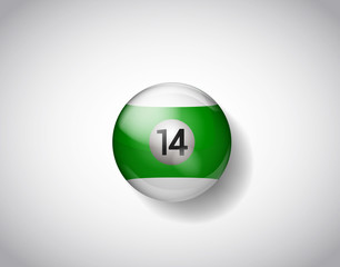Fourteen green yellow ball pool. Vector illustration billiards i