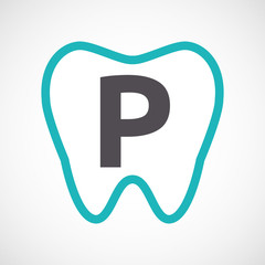 Isolated tooth with    the letter P