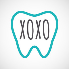 Isolated tooth with    the text XOXO