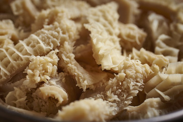 Strips of of cooked beef tripe