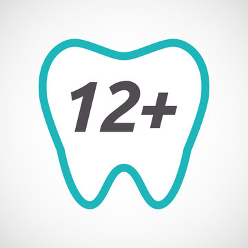 Isolated tooth with    the text 12+