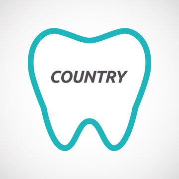 Isolated tooth with    the text COUNTRY