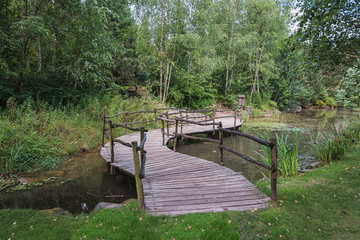 Winding bridge in the Russian part of the garden