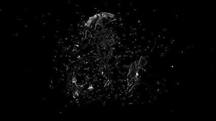 Isolated splash on a black background. 3d illustration 3d render