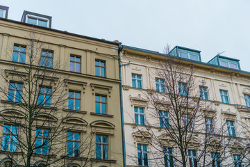 brown and pink facade on a cloudy day