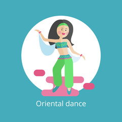 Vector icon. Girl executes oriental dance.