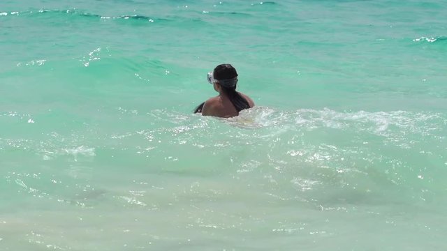 Your Woman Tourists Splashes Water Riding Power Jet