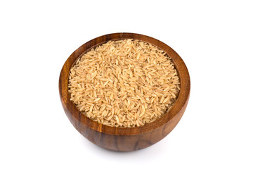 Rice in wooden bowl