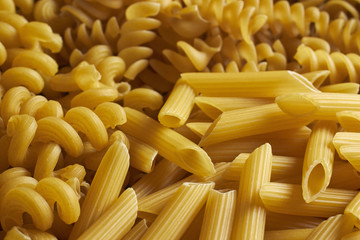 Assorted, dried pasta shapes