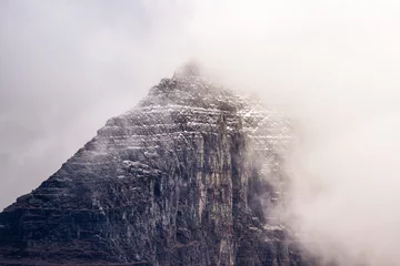 Keuken spatwand met foto bergen in de mist © wollertz