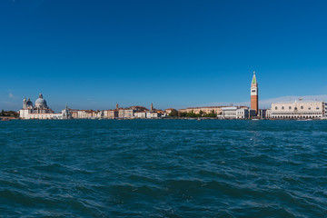 Fototapeta na wymiar Venice (Italy) - The city on the sea. The cityscape from Saint George island