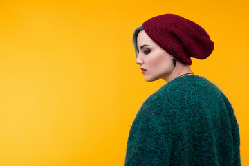 Minimalistic portrait of bright style girl