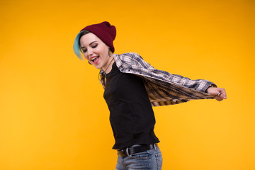 Jumping emotional bright person