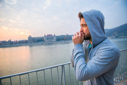 Young Man Freezing