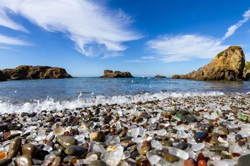 Sierkussen Glass Beach, Fort Bragg, Californië © wollertz