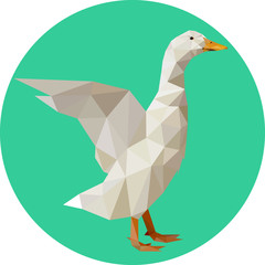 Goose in a polygon style. Fashion illustration of the trend in s