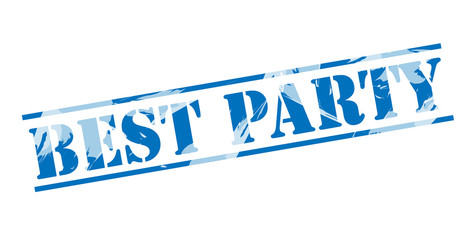 best party blue stamp on white backgound