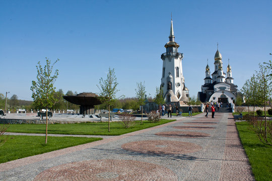Kiev, Ukraine - April 28, 2012. Beautiful white cherch in Kiev region