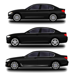 realistic car. sedan. set