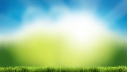 Obraz na płótnie Canvas nature green grass blue sky nature spring summer 3d render backg