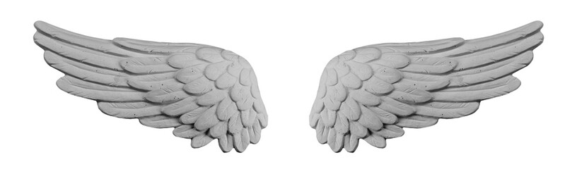 White plaster wings on isolated white background