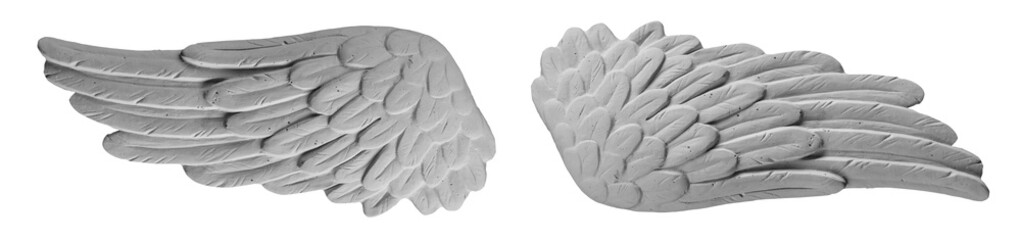 White plaster wings on isolated white background