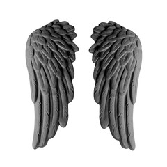 dark plaster wings on isolated white background