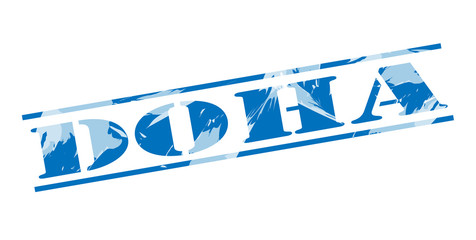 doha blue stamp on white background