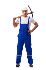 Man with axe isolated on the white