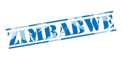 zimbabwe blue stamp on white background