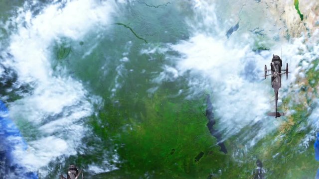 Helicopters flying over the Earth, Abstract Background