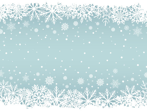 Abstract Christmas background with white snowflake borders and c