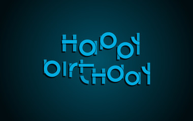 Happy Birthday festive text. Dark background with light blue let