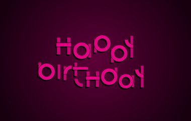 Happy Birthday festive text. Dark background with light pink let