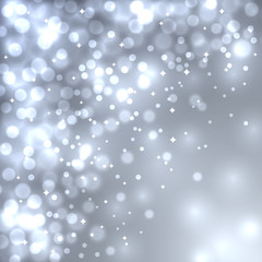 Abstract grey Christmas bokeh vector background.
