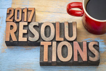 2017 resolutions word abstract in wood type