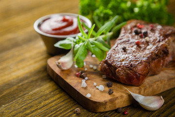 Beef steak with herbs and spices