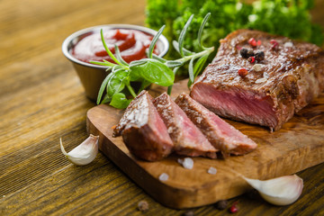 Beef steak with herbs and spices