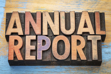 annual report word abstract in wood type
