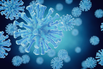 3d rendering bacteria virus or germs microorganism cells close-up.