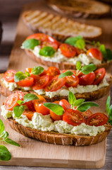 Fresh cheese panini bread with herbs