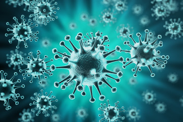 3d rendering bacteria virus or germs microorganism cells close-up.