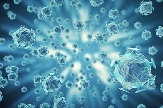 3d rendering, Hepatitis, H1N1, HIV, FLU, AIDS viruses abstract background.