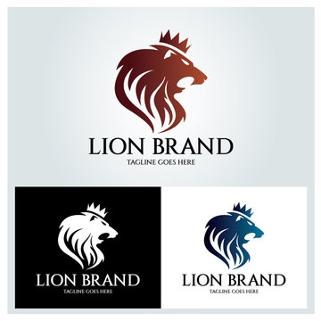 Lion brand logo design template ,Lion head logo design concept ,Vector illustration