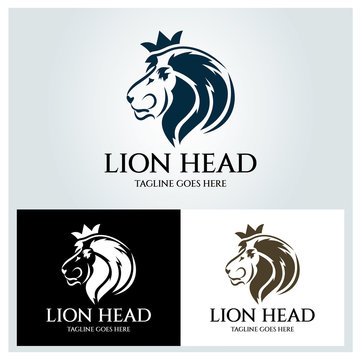 Lion head logo design template ,Vector illustration