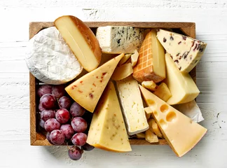 Foto op Plexiglas various types of cheese © Mara Zemgaliete